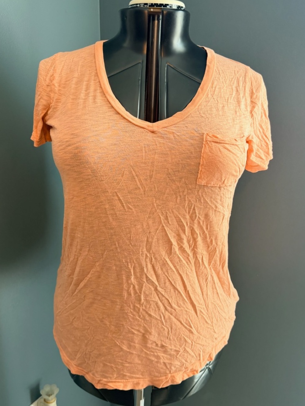 Splendid Peach-Orange V-Neck Pocket Tee